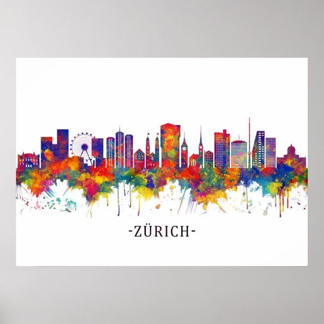 Poster Skyline de Suiça Zurich (Frente)