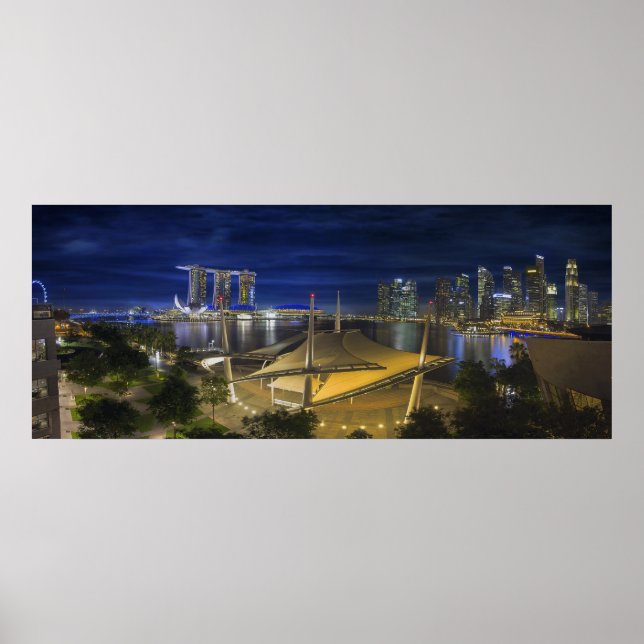 Pôster Skyline, distrito comercial central de Cingapura (Frente)