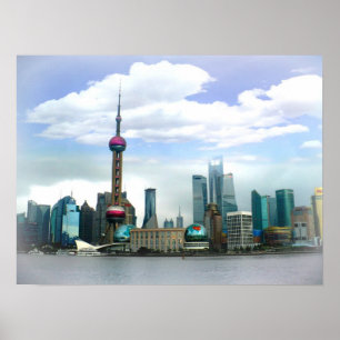 Poster Skyline do 上海 de Shanghai - a barreira