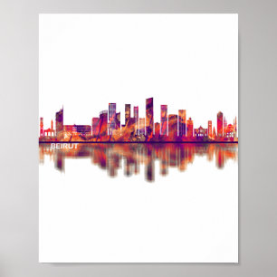 Poster Skyline do Beirute Líbano