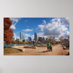 Poster Skyline do centro de Austin Texas - lago ladybird