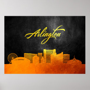 Poster Skyline Dourado de Arlington Texas