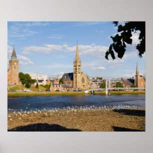 Poster Skyline e rio da cidade quente de Inverness