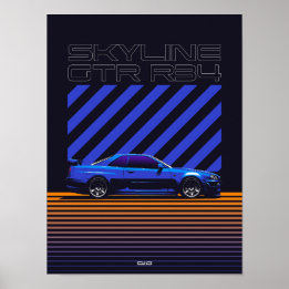 Poster Skyline GT-R R34 Bayside Blue