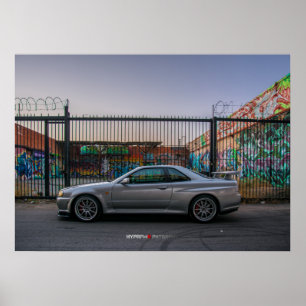 Pôster Skyline GT-r R34 de Nissan em Los Angeles do