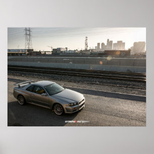 Pôster Skyline GT-r R34 de Nissan em Los Angeles do