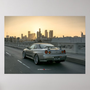 Pôster Skyline GT-r R34 de Nissan em Los Angeles do