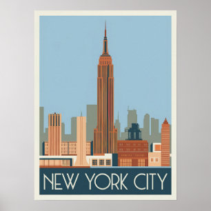 Poster Skyline Nova Iorque da Vintage - Build do Empire S