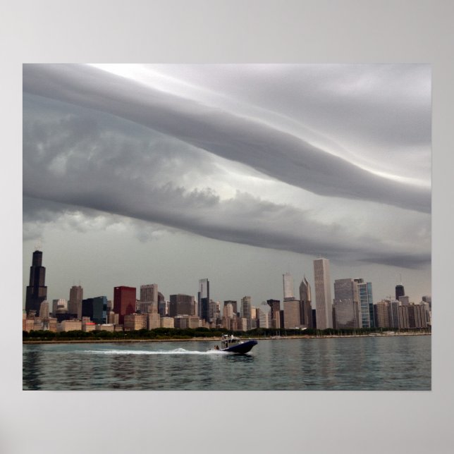 Poster Skyline Ominoso de Chicago (Frente)