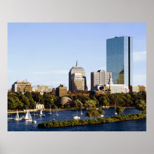 Poster Skyline traseira da baía do Charles River, Boston