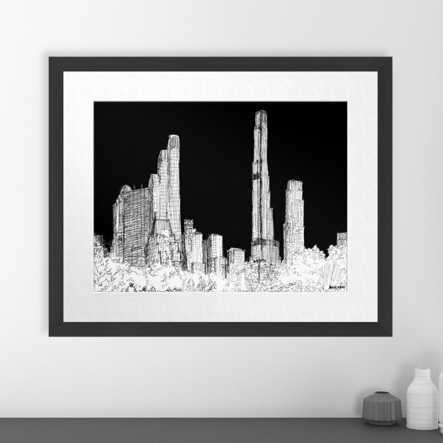 Poster Skyline Viagem do Nova Iorque Cental Park (New York City Cental Park Skyline Travel Sketch Poster)