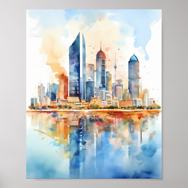 Poster Skyline Wall Art de Dubai, Arte de Muro Moderna (Frente)