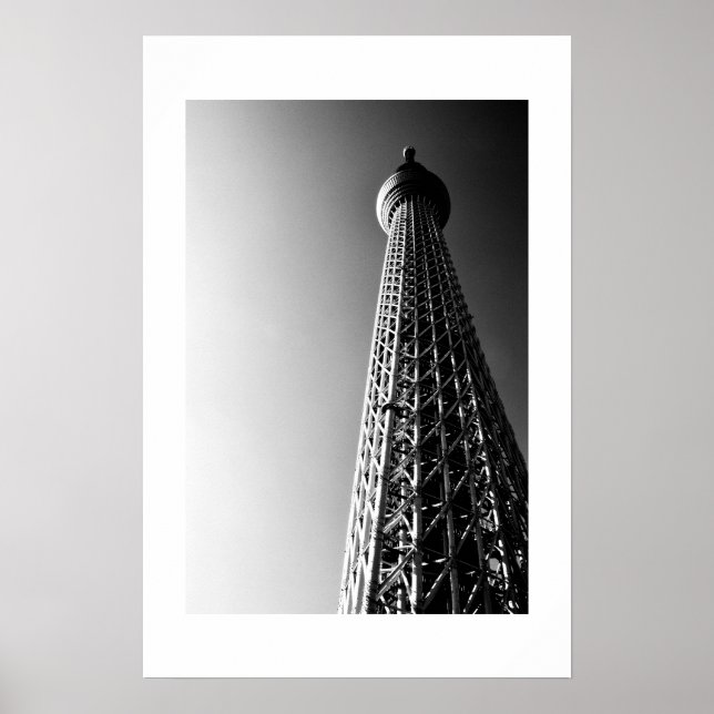Poster Skytree de Tóquio (preto e branco) (Frente)