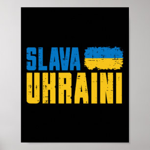 Poster Slava Ukraini Glória à Bandeira da Ucrânia Mulhere