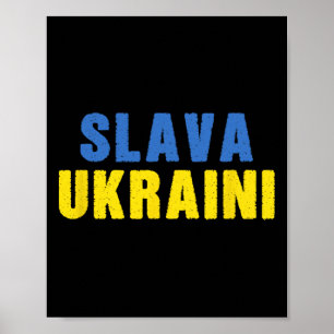 Poster Slava Ukraini. Glória à Ucrânia. Azul e Amarelo U