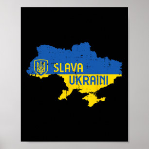 Poster Slava Ukraini Glória à Ucrânia Mapa Homens Ucrania