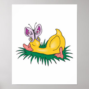 Pôster sleeping duck with butterfly
