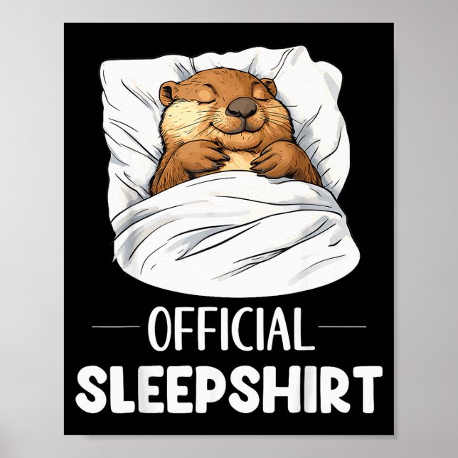 Poster Sleepshirt Cute Sleeng Beaver Animal Lover Pajama  (Frente)