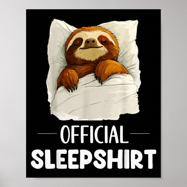 Poster Sleepshirt Cute Sleeng Sloth Animal Lovers Pajama  (Frente)