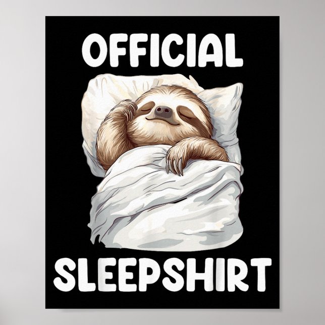 Poster Sleepshirt Cute Sleeng Sloth Animal Lovers Pajama  (Frente)
