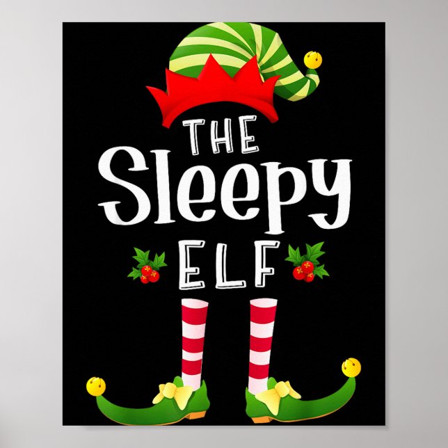 Poster Sleepy Christmas Elf Matching Pajama X-mas Party  (Frente)
