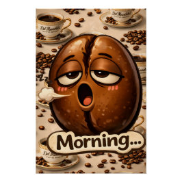 Pôster Sleepy coffee bean relatable coffee lovers poster