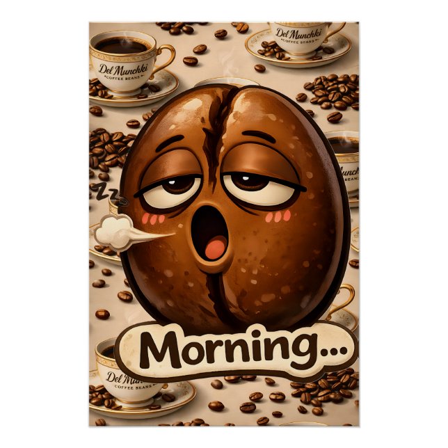 Pôster Sleepy coffee bean relatable coffee lovers poster (Frente)