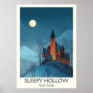 Poster Sleepy Hollow New York Vintage Spooky Village Art