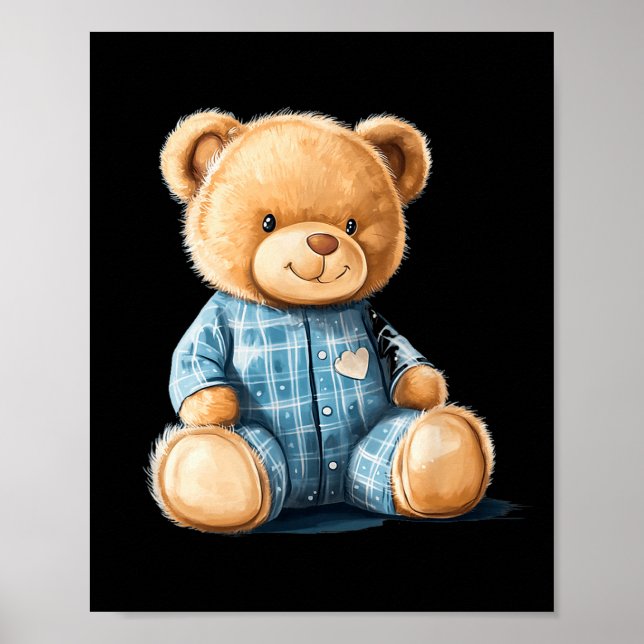 Poster Sleepy Teddy Bear In Cute Pajama Outfit  (Frente)