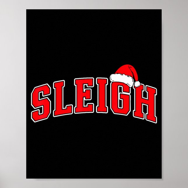 Poster Sleigh Christmas Varsity Text With Santa Hat Famil (Frente)