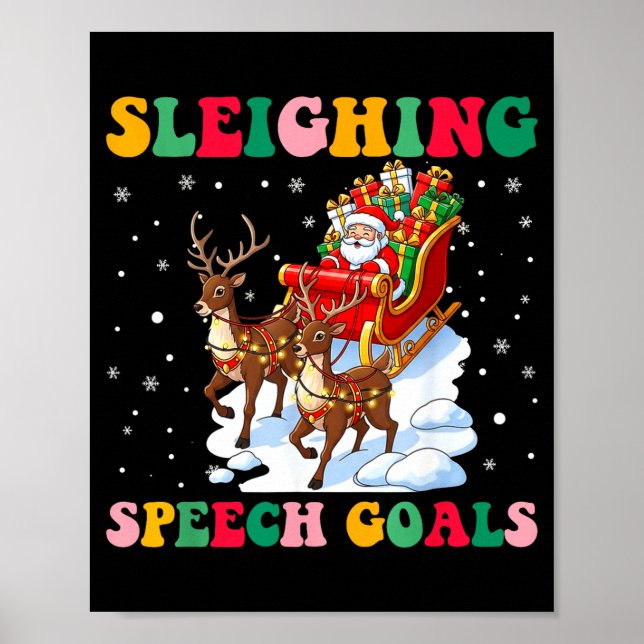 Poster Sleighing Speech Goal Reindeer Christmas Speech Sl (Frente)