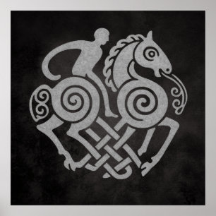 Poster Sleipnir e Odin Símbolo Design Mitologia Nórdica