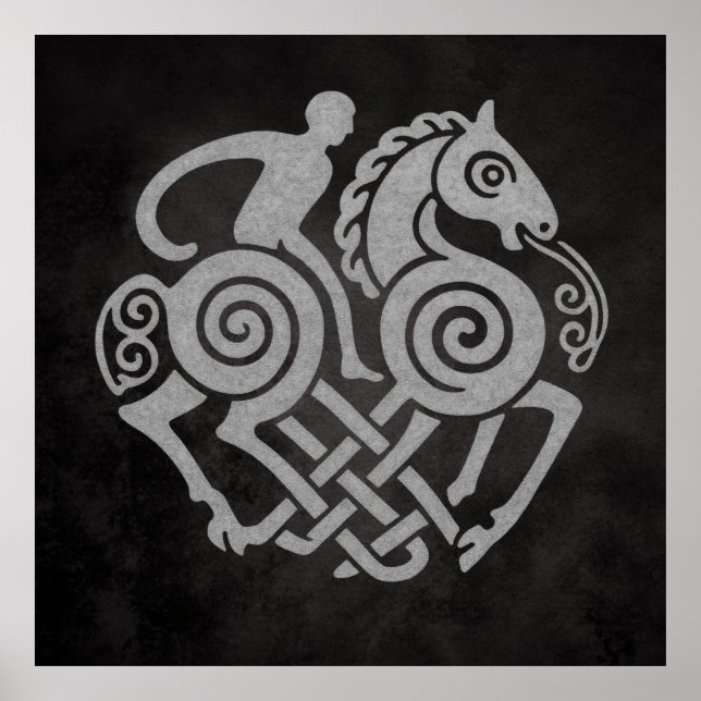 Poster Sleipnir e Odin Símbolo Design Mitologia Nórdica (Frente)