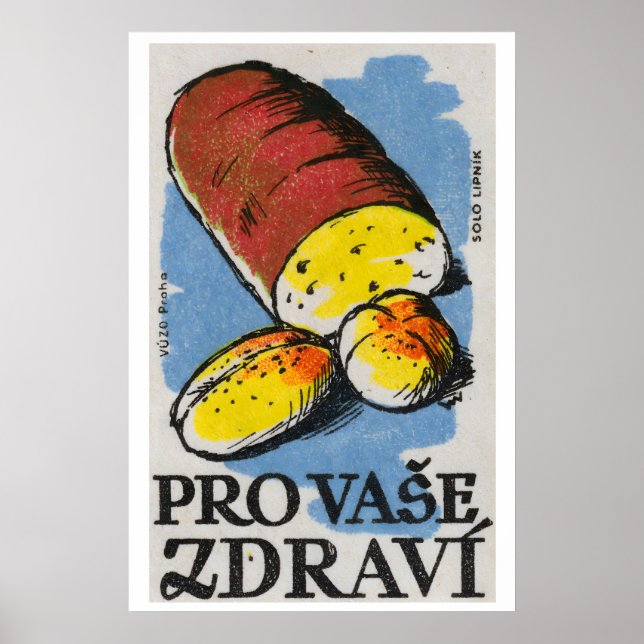 Poster Sliced Bread - Matchbox Print - Czech Wall Art (Frente)