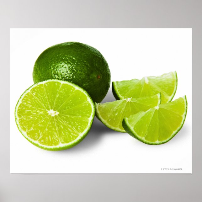 Poster Sliced lime wedge, on white background, cut out (Frente)