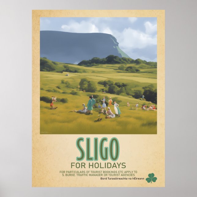 Poster Sligo Ireland, Retro Irish Viagem Advert (Frente)