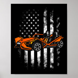 Poster Slingshot Carro Americano Bandeira 4 De Julho