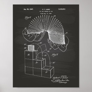 Poster Slinky Toy 1946 Patent Art - Chalkboard