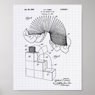 Pôster Slinky Toy 1946 Patent Art - Lined Peper