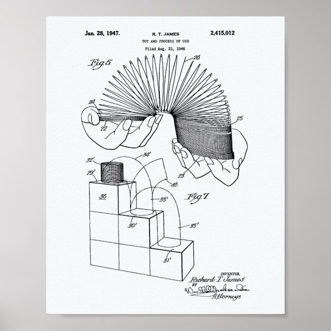 Poster Slinky Toy 1946 Patent Art - Livro Branco (Frente)