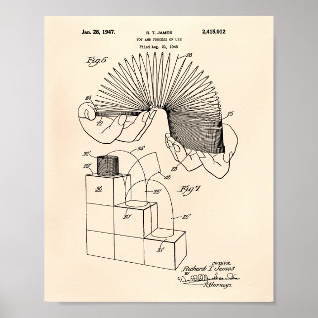 Pôster Slinky Toy 1946 Patent Art - Old Peper (Frente)