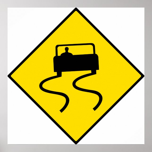Poster Slippery Road Sign (Frente)
