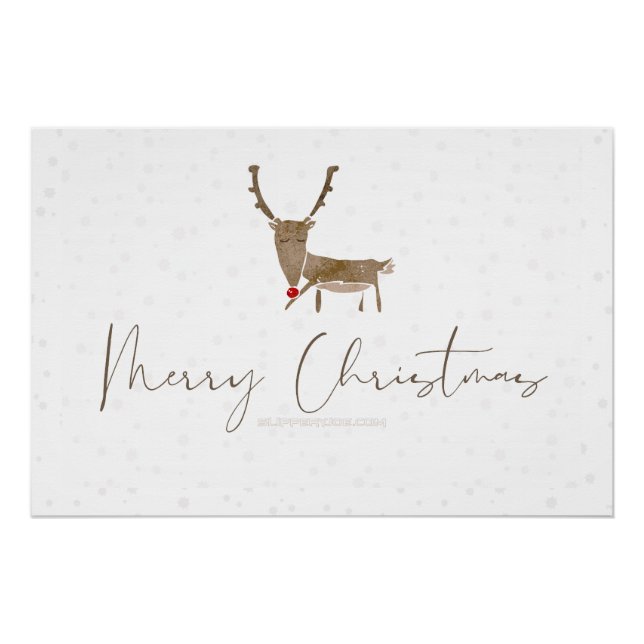 Pôster SlipperyJoe Merry Christmas rendeer red-nose (Frente)