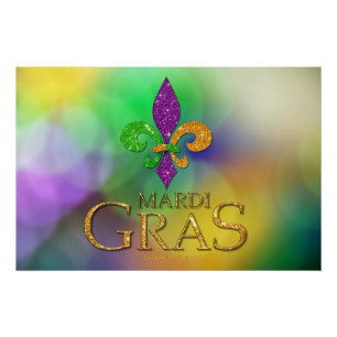 Pôster SlipperyJoe's festivo tema Mardi Gras roxo verde