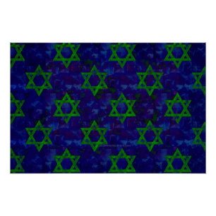 Pôster SlipperyJoe's Hanukkah fileiras verdes Estrelas de