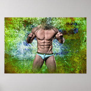 Poster SlipperyJoe's homem adulto altamente musculoso sem