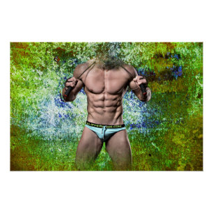 Pôster SlipperyJoe's homem adulto altamente musculoso sem
