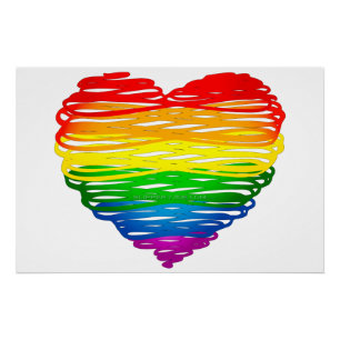 Pôster SlipperyJoe's Pride Heart Scribbles gay gifts arti