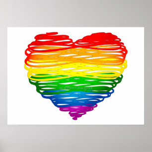 Poster SlipperyJoe's Pride Heart Scribbles gay gifts arti