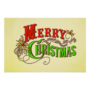 Pôster Slogan de Cartão de Vintagem Feliz de Natal